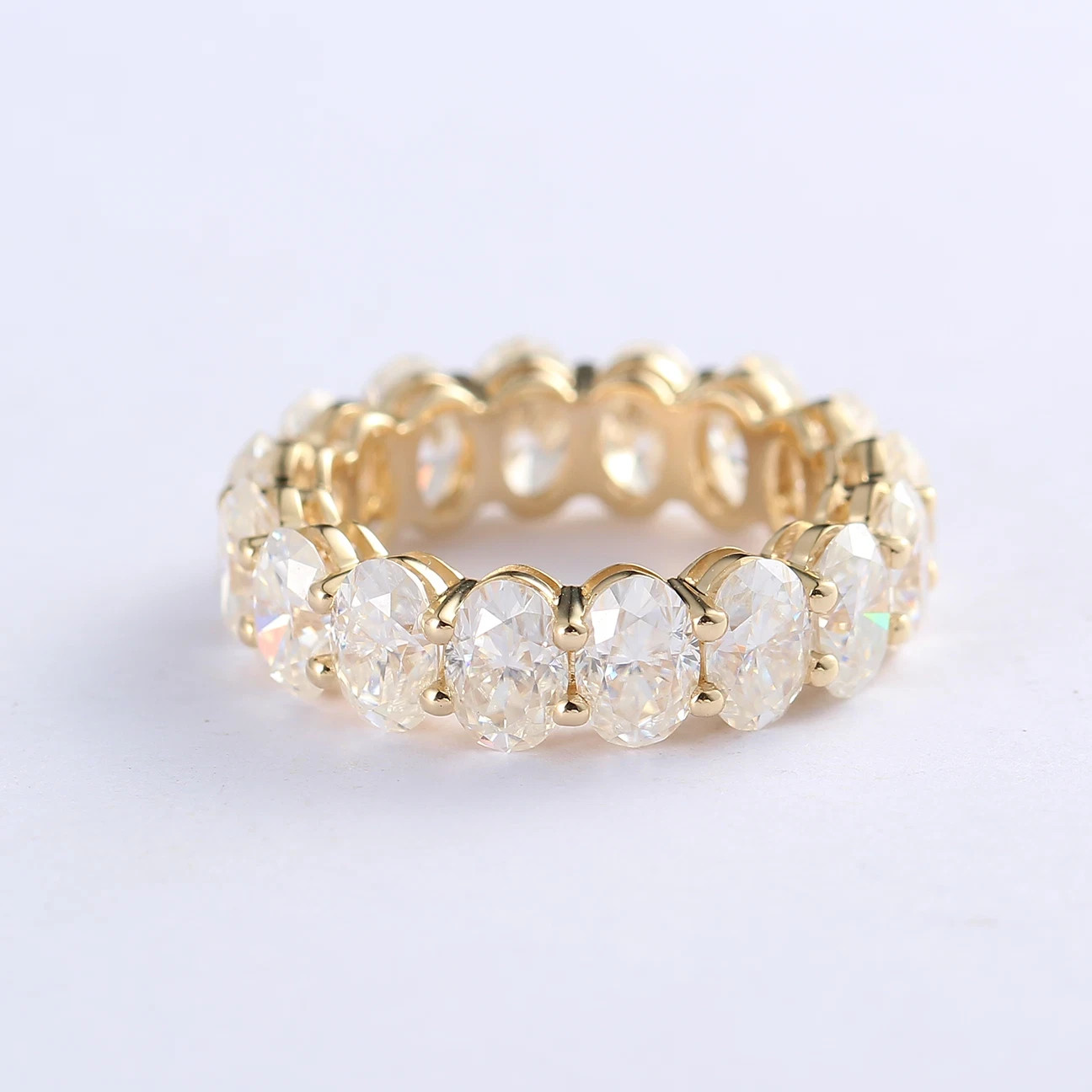 Full Eternity Wedding Band Ring 3Ct Oval Cut Moissanite 14k Yellow Gold Plated