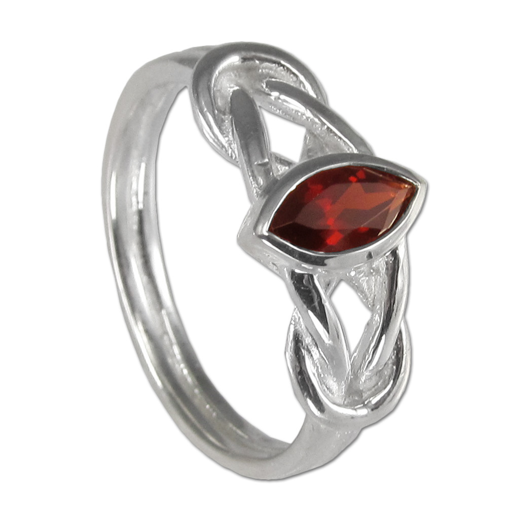 Garnet Celtic Knotwork Design Ring Sz 4-15 SS Sterling Silver Knot symbol