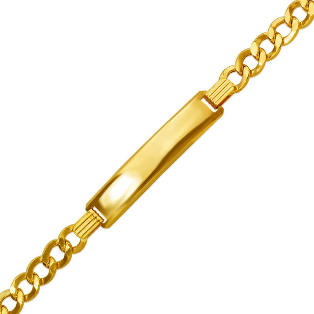 14K Yellow Gold Hollow Curb ID Bracelet 8mm/6mm 7″ 7.5″ 8″ Engraving Available