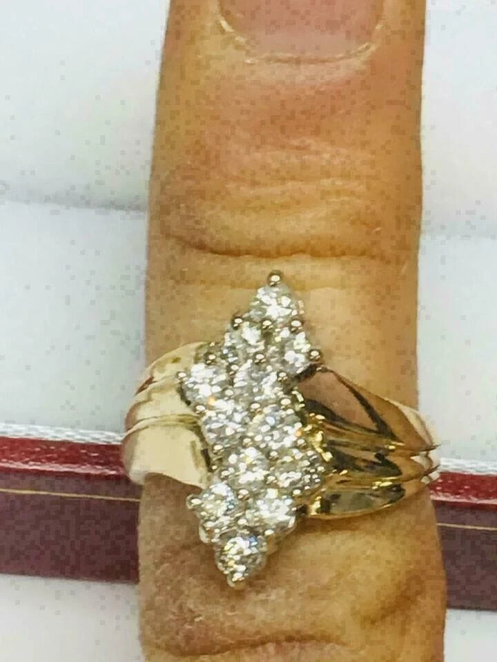 1 Ct Lab Created Diamond 14K Yellow Gold Over Diamond Cocktail Engagement Ring