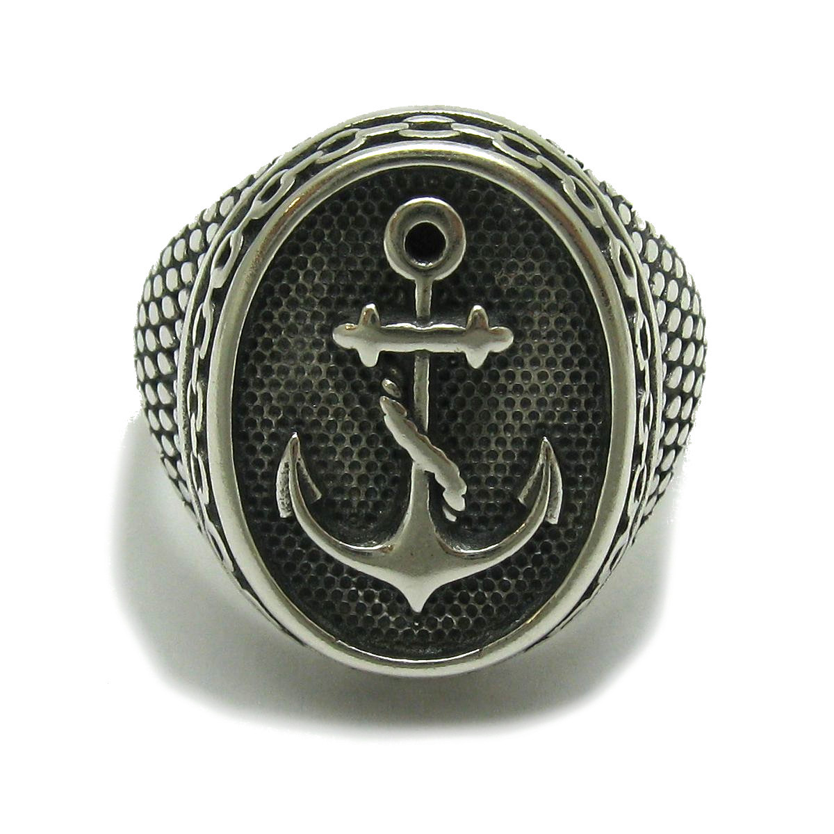 Genuine Sterling Silver Mens Ring Anchor Punished Solid 925 Handmade