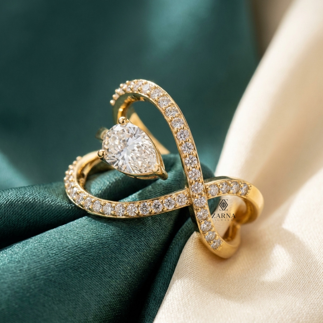 Pear Lab Grown Diamond Open Wrap Contemporary Statement Cocktail Ring For Her