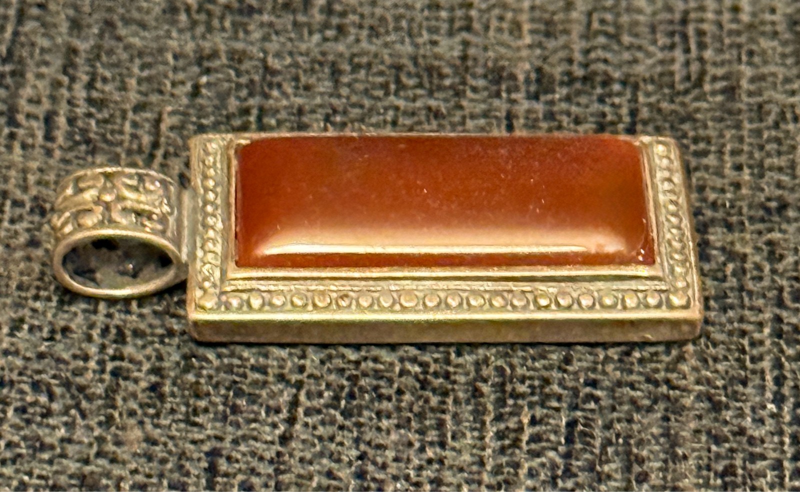 Carnelian 925 Sterling Silver Rectangular Slide Pendant 1.5″ Orange Translucent