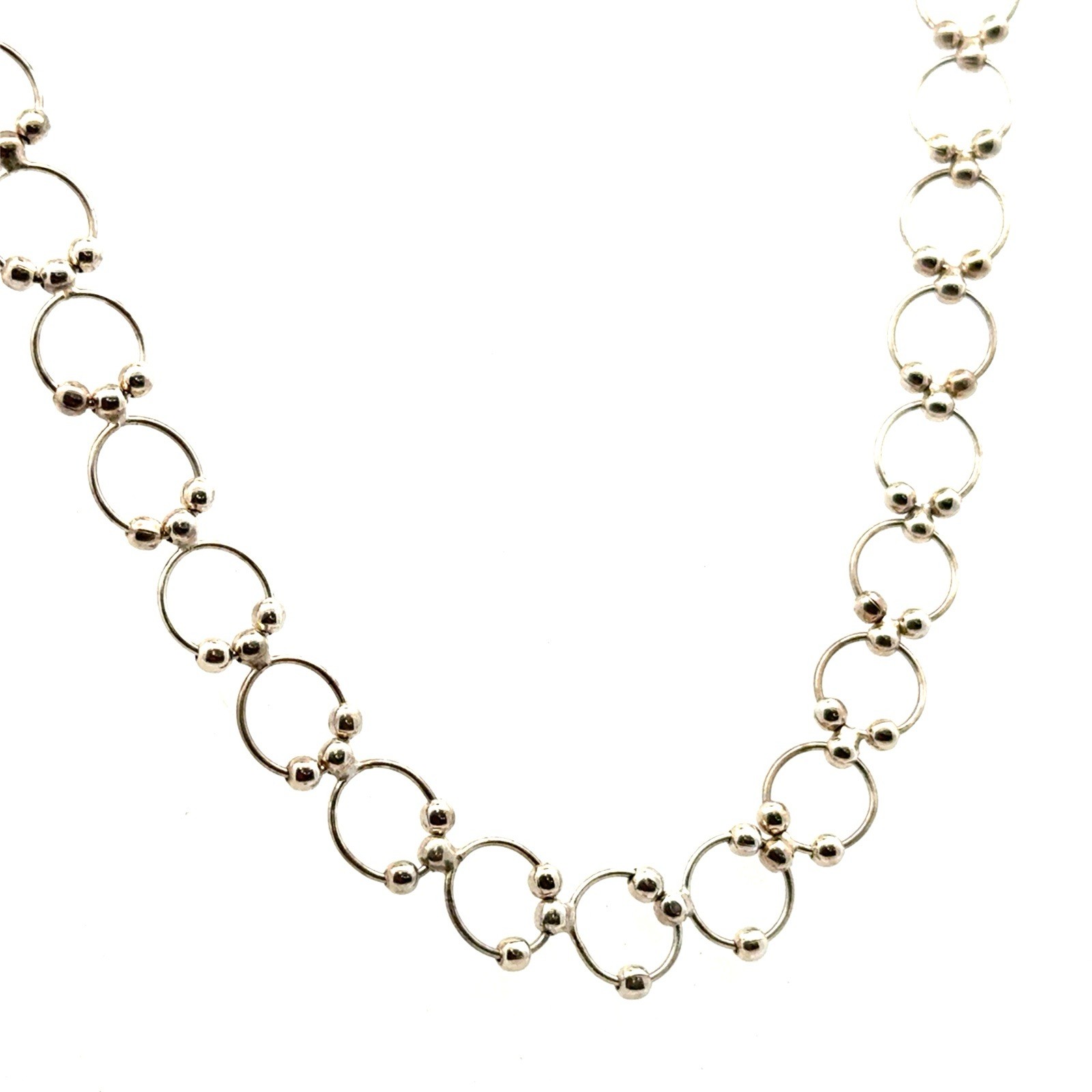 18” Circle Link & Ball 925 Sterling Silver Chain Necklace, 11.9g