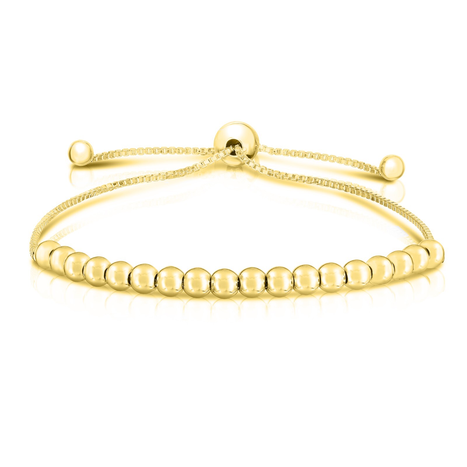 925 Sterling Silver Gold Adjustable Bolo Bead Elegant Bracelet For Women – Gift