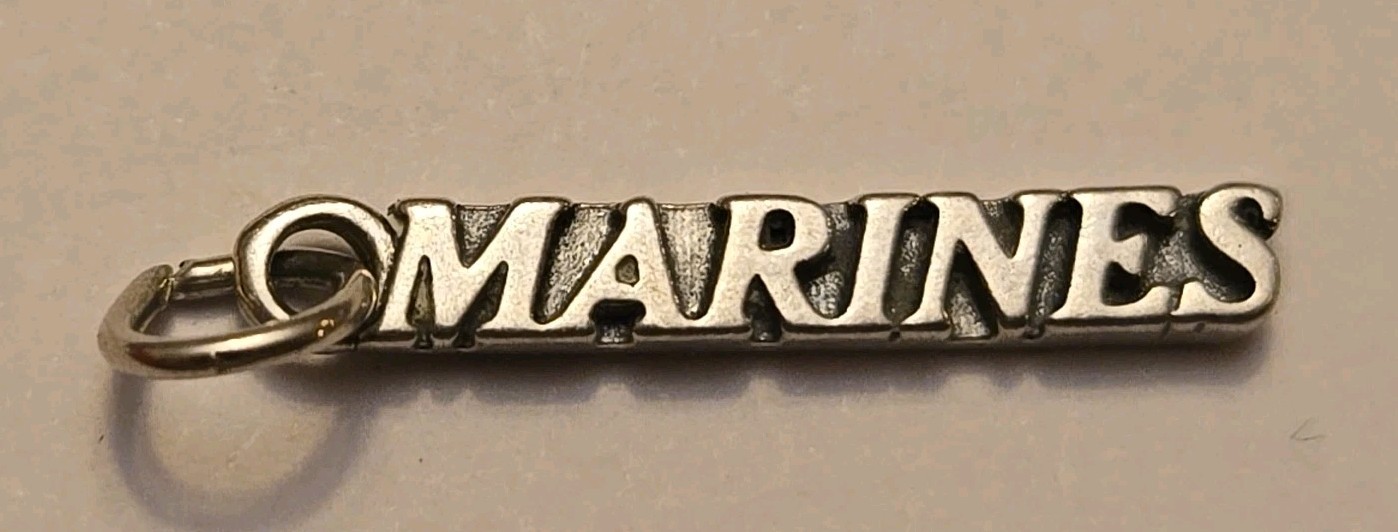 Sterling Silver 26x4mm Marines USMC Marine Military Charm!