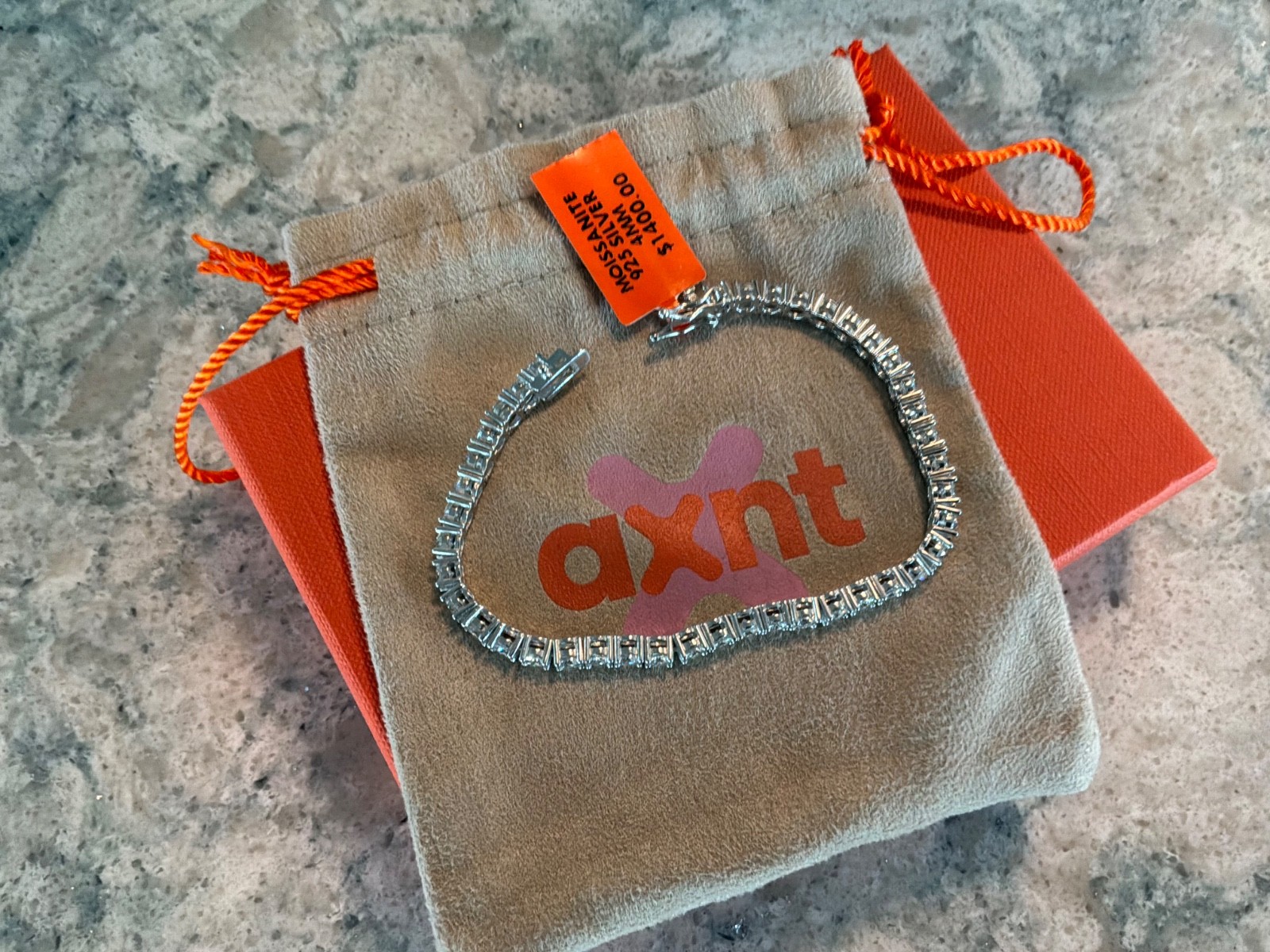 Signed AXNT Beautiful 4mm Moissanite Classic Tennis Bracelet NIB/ w/ Tags