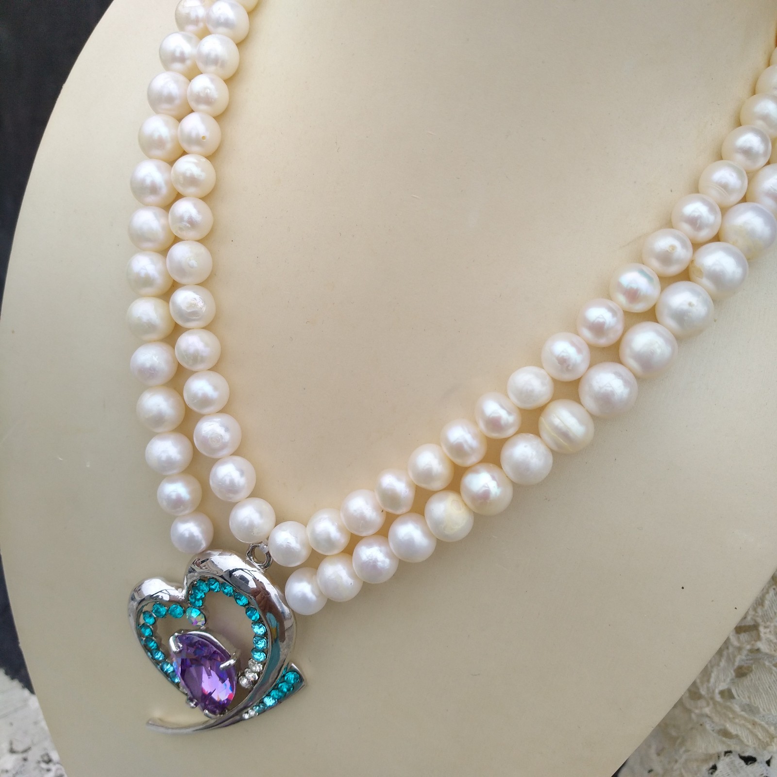 Classic Double Strands AAA 6-7mm South Sea White Pearl Necklace Design Pretty