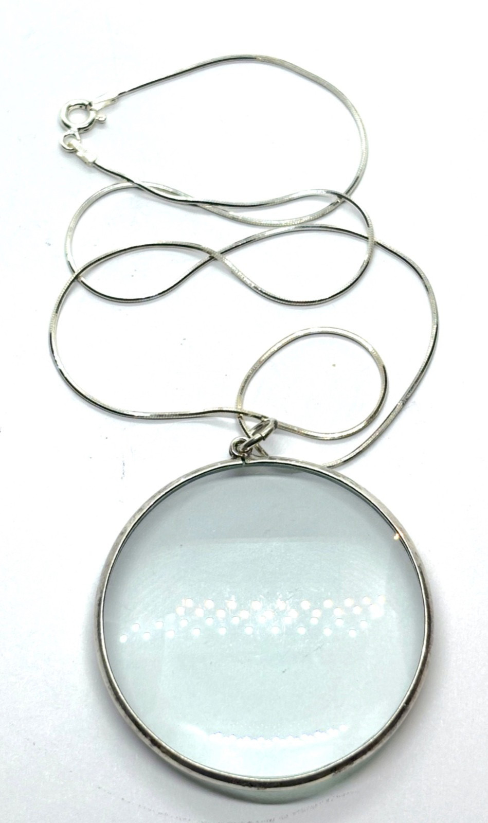 Large Ari D Norman Sterling Silver Mounted Magnifying Glass Pendant 27.4g