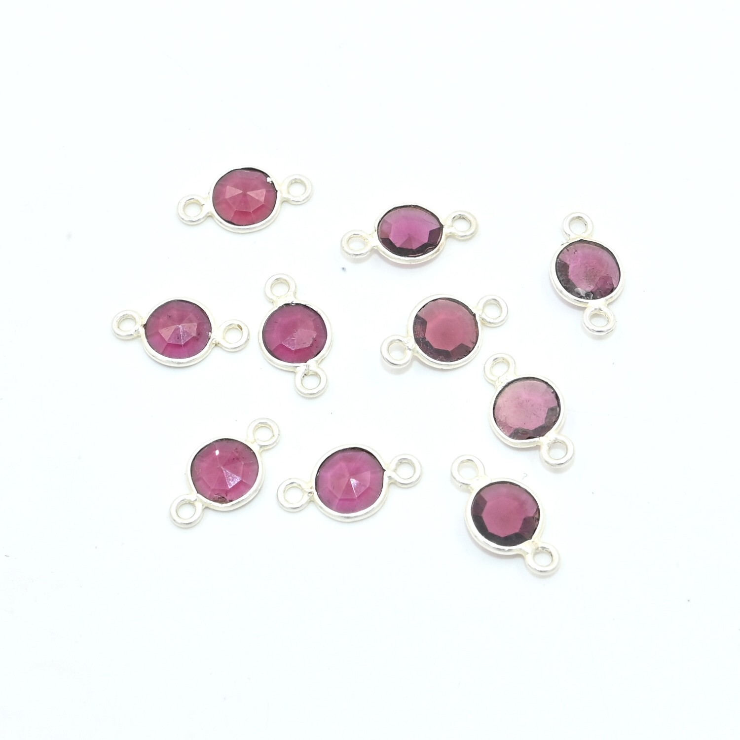 Awesome Garnet Faceted Round Shape Connector Loose Gemstone For Jewelry Tools