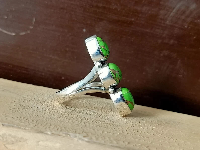 copper turquoise ring 925 Sterling Silver Band & Statement Handmade All Size