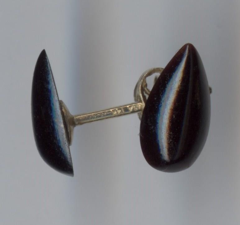 14K Solid Yellow Gold 9mm Pear Black Plastic Resin Solitaire Stud Earrings Ci