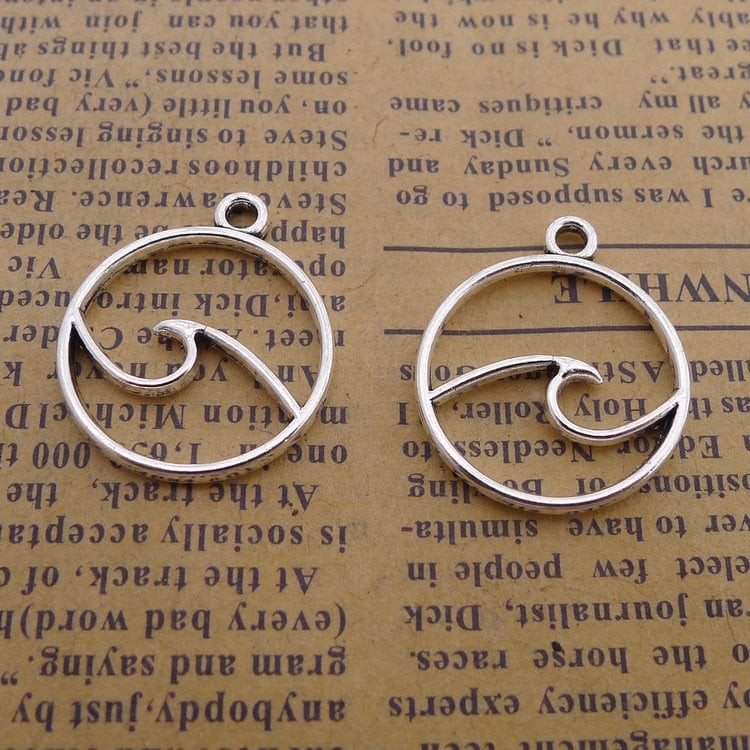 20/50PCS Silver Tone Wave Open Ocean Beach Charm Pendant 20X23mm JHS440-1654