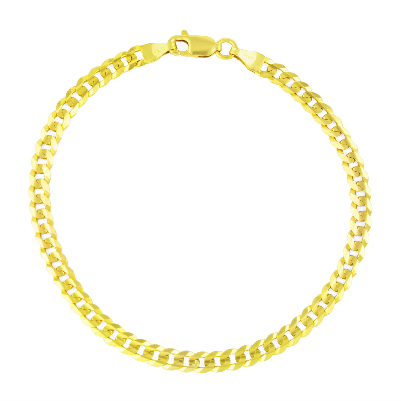 14K Yellow Gold 3.5mm Cuban Curb Chain Italian Link Womens Bracelet Lobster 7″