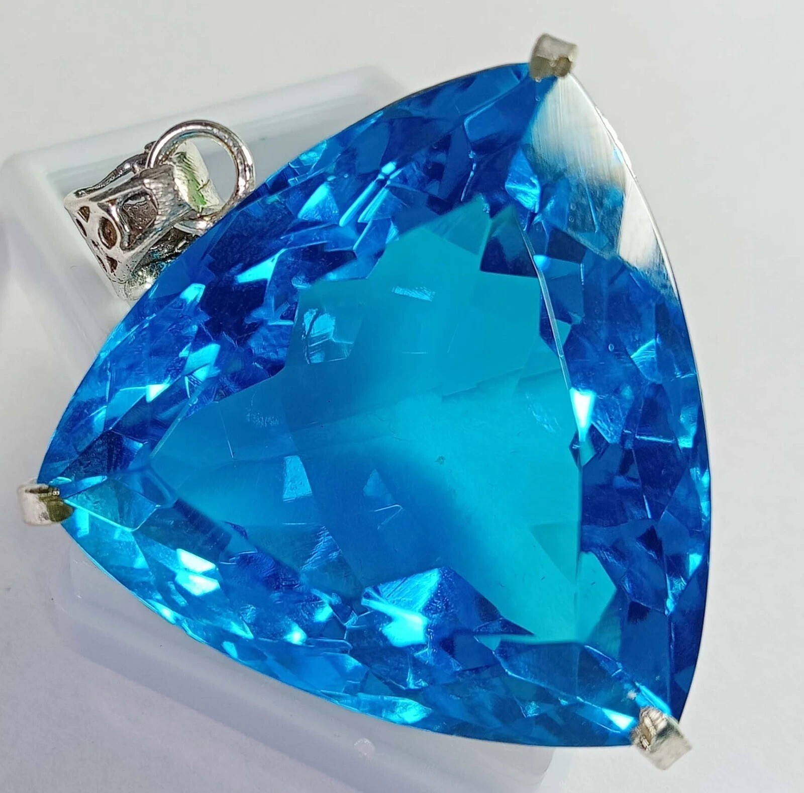 Blue Topaz Pendant Trillion Cut 120+ Ct Natural VVS Loose EGL Certified Gemstone