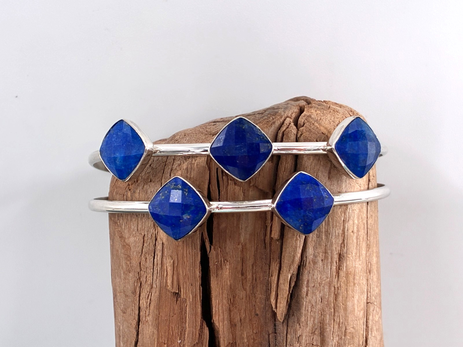 Jay King DTR Cobalt Blue Lapis Lazuli Checkerboard 5 Stone Cuff Bracelet 6in HSN