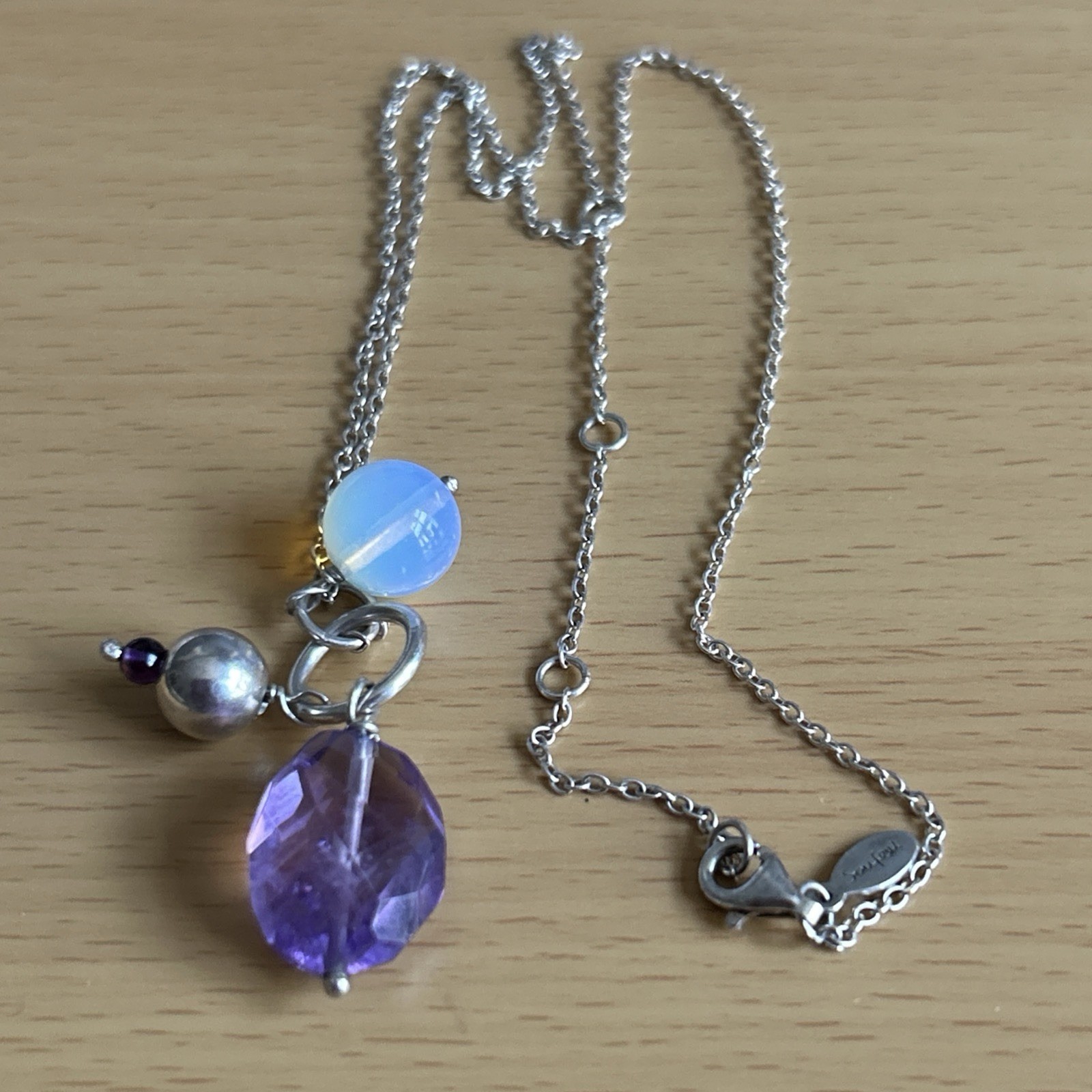 925 Silver Opaque/ Charm Dangle Pendant & 43 Cm Chain/ Soufeel