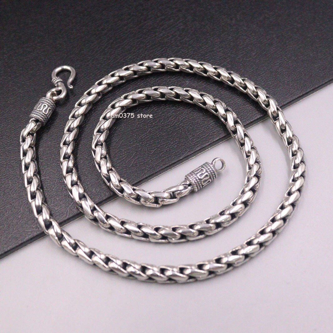 Real S925 Sterling Silver Necklace Men’s 5mm Wheat Chain Link 22inch / 68-69g