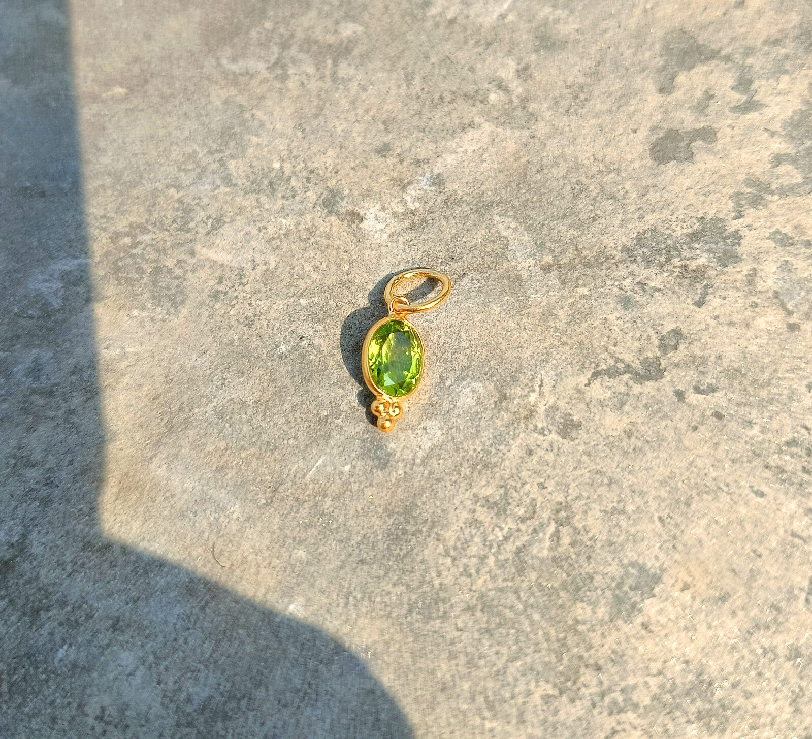18k Solid Gold Charm Natural Peridot Gemstone Handmade Necklace Pendant