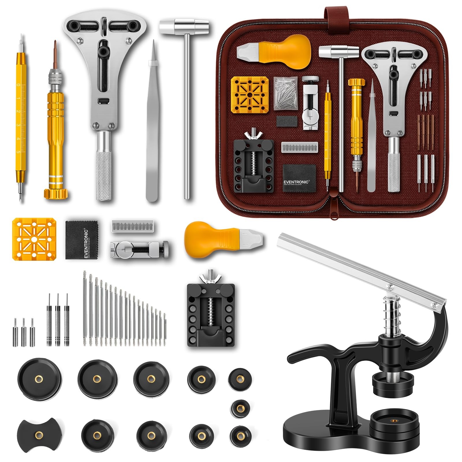 【Combination Version】Eventronic Watch Repair Tool Kit + Press Tool,…