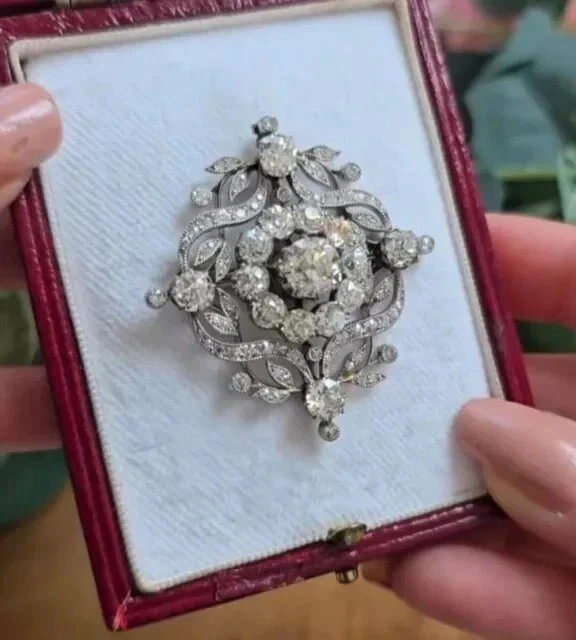 3Ct Round Cut Lab Created Diamond Womens Pretty Brooch Pin 14k White Gold Plated