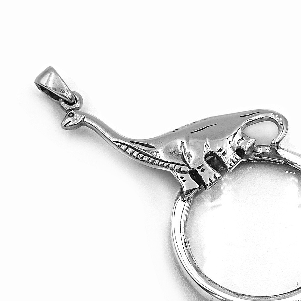 Dinosaurs Magnifying Glass Loop Pendant Sterling Silver 925 Collectible Gifts