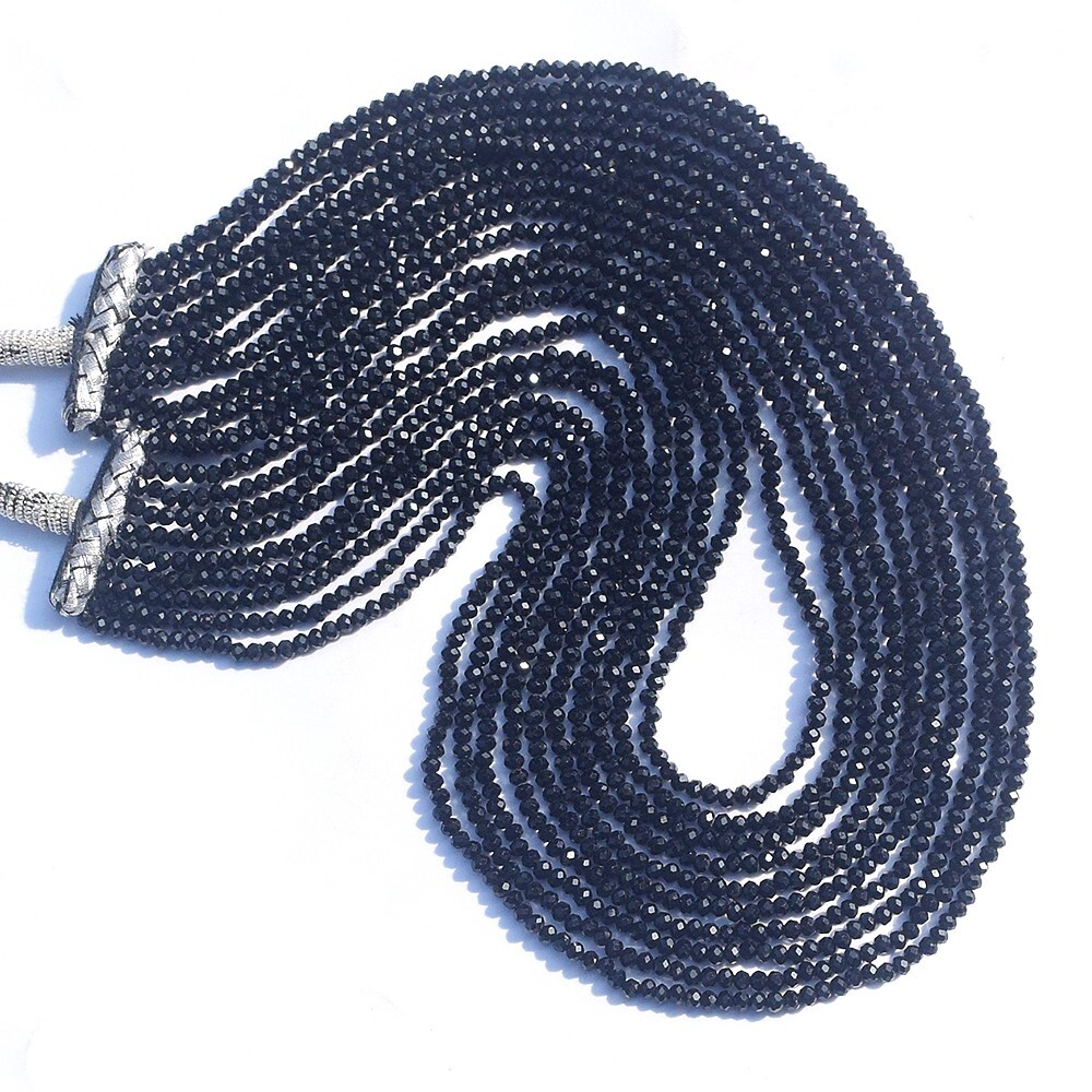 10 Strand 354 Cts Amazing Cut Black Spinel Beaded Beautiful Necklace VK 01 E565