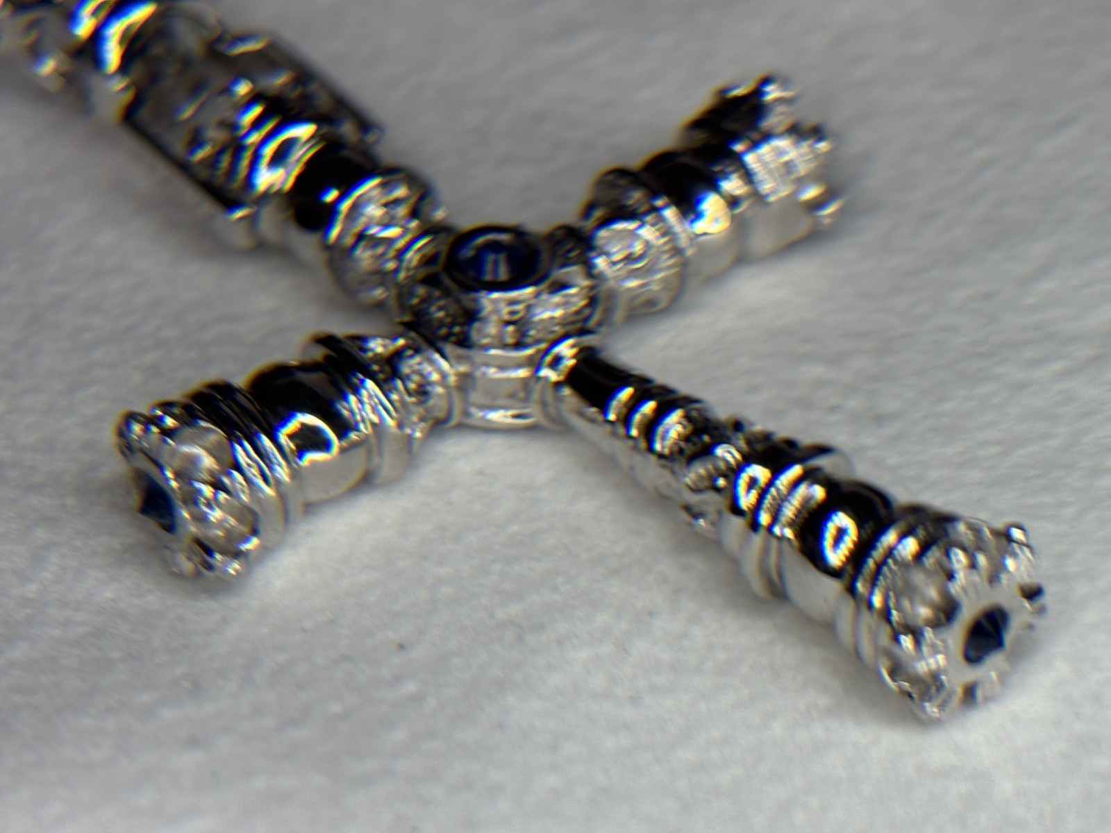 21.8 Grams Blue Sapphires Sterling Silver 925 Royal Tudor Cross Pendant