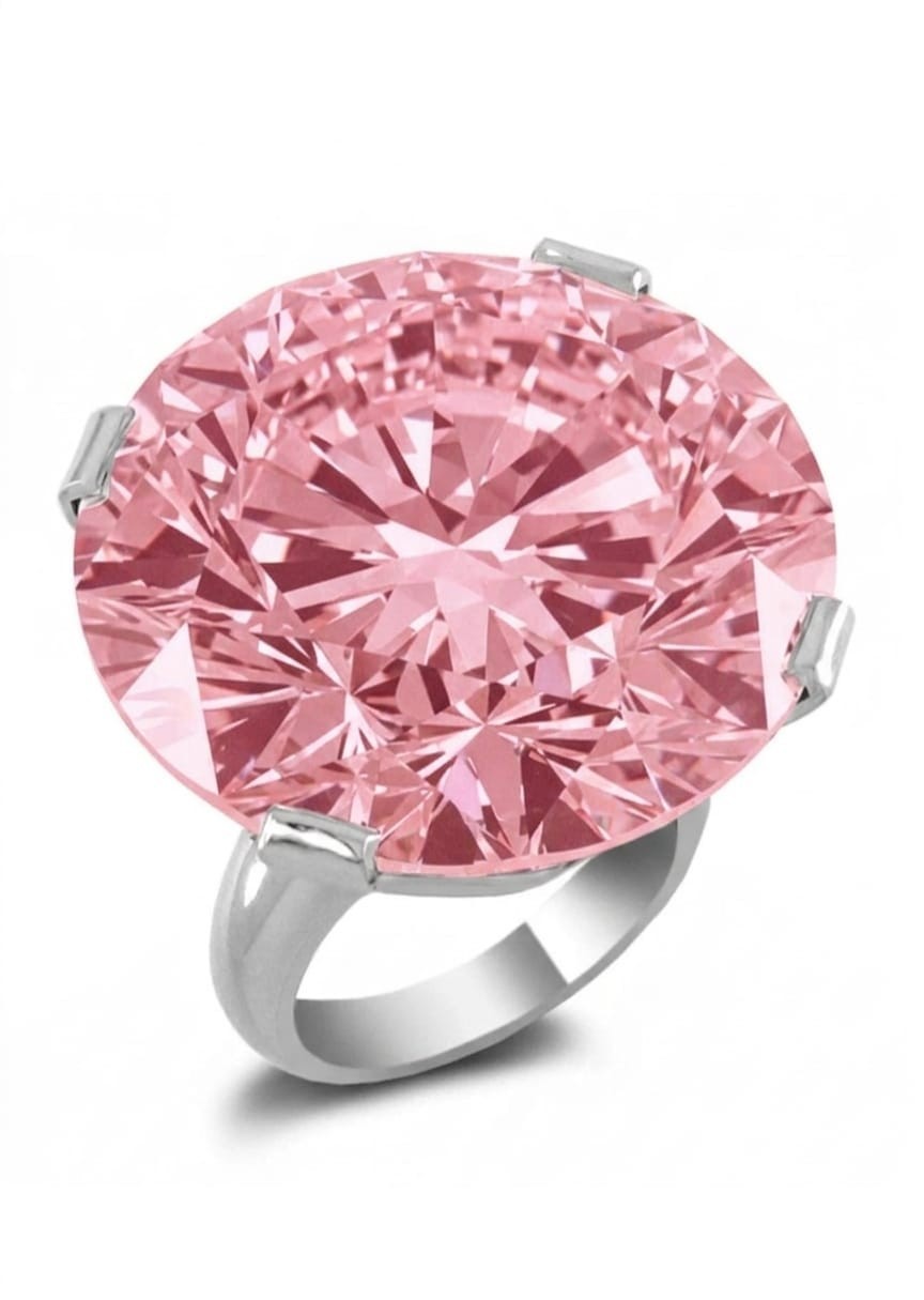 Rare 19 Ct Certified Treated Stunning Pink Diamond Solitaire Ring In 925 Silver