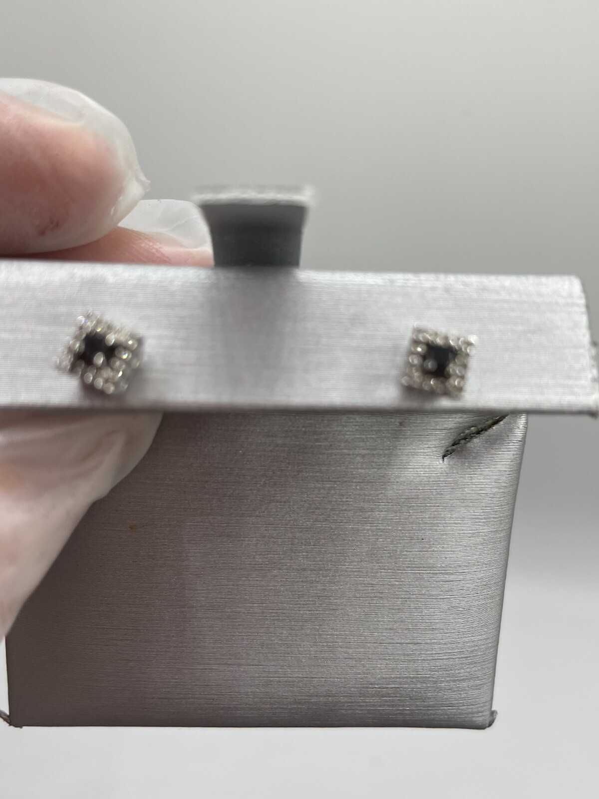 14K White Gold Square Earrings Studs With Black And White Diamonds, Zales