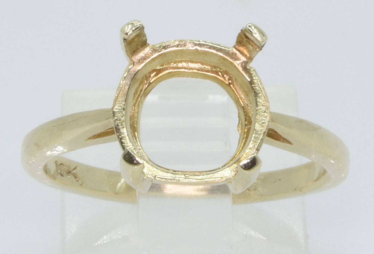 10K Solid Yellow Gold Semi Mount Ring For One Stone Round 9 x 9; 2.6 Gram TW