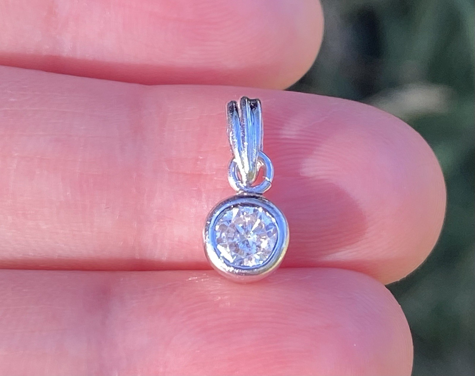 0.43CT 100% Natural Diamond Bezel Set Solitaire Platinum Pendant