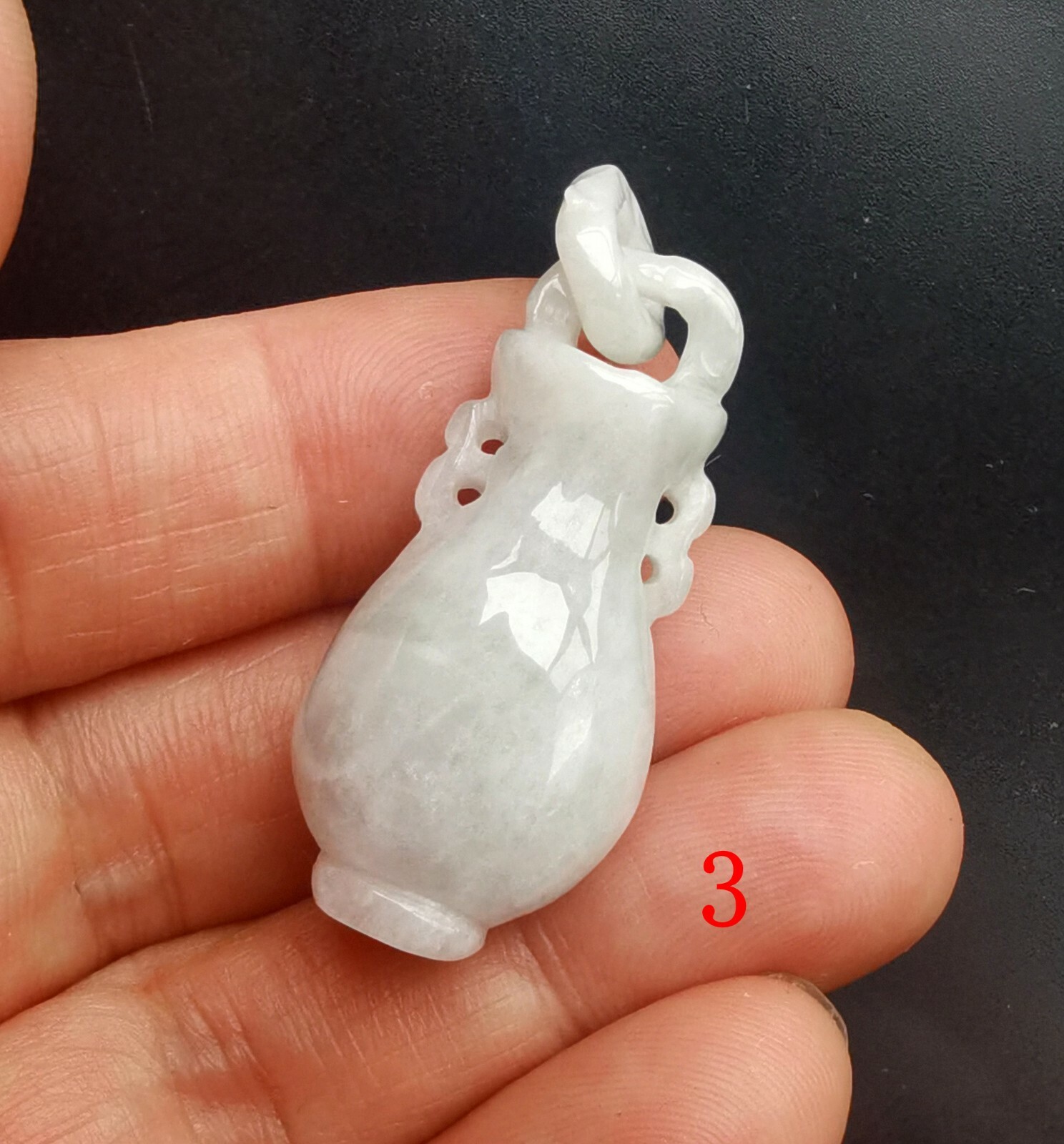 3D Flower vase “平平安安” blessing jadeite jade stone amulet pendant,A,rope necklace