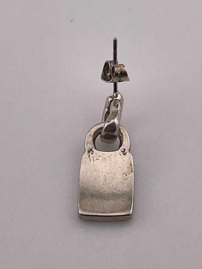 925 STERLING SILVER DROP TAG SILVER EARRINGSS 3/4″ MODERN CASUAL 7.16G 685