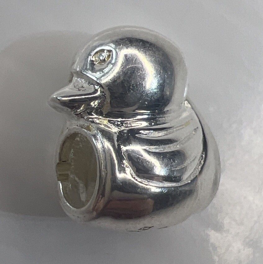 NEW HALIA 925 Sterling Silver Slide Bead Charm Cute Rubber Ducky Smiling