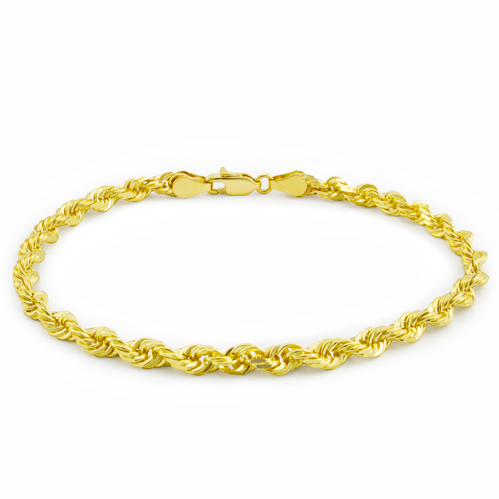 10K Yellow Gold 3mm Diamond Cut Rope Chain Italian Bracelet 7″ 7.5″ 8″ 8.5″ 9″