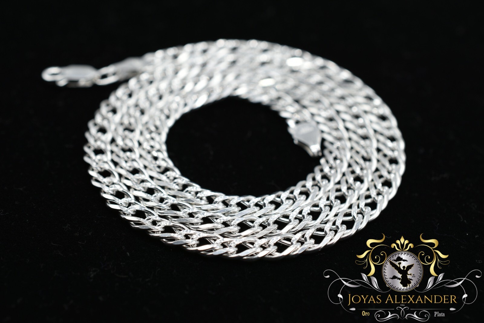 Rombo Chain Double Link Sterling Silver Chain Necklace Plata de Mexico