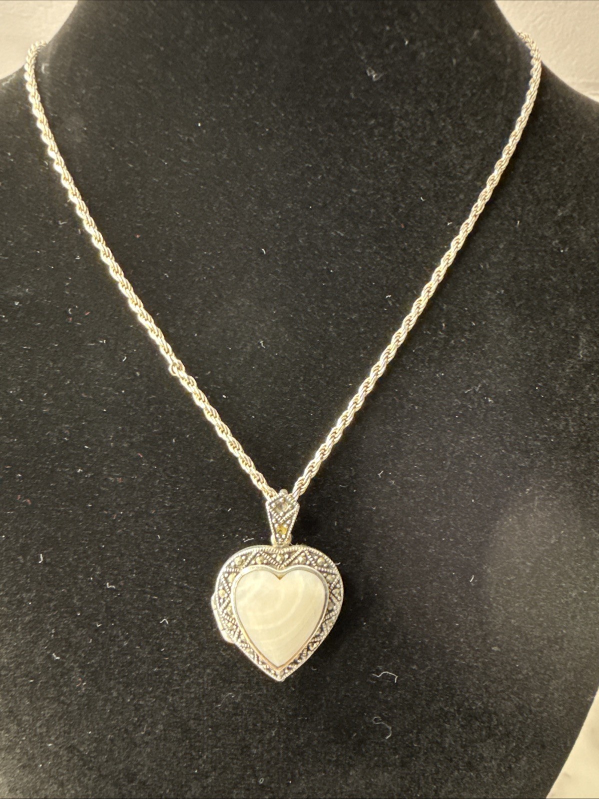 Sterling Silver 925 Necklace With Heart Locket Pendant Light Pink Stone