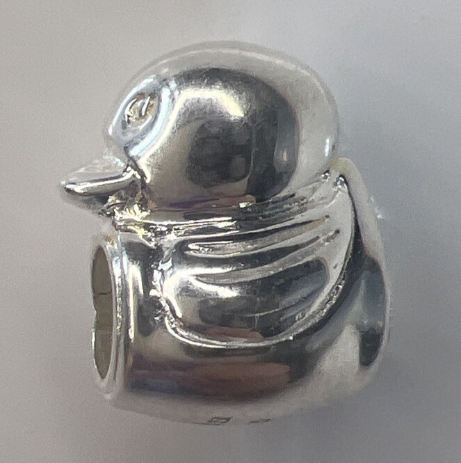 NEW HALIA 925 Sterling Silver Slide Bead Charm Cute Rubber Ducky Smiling