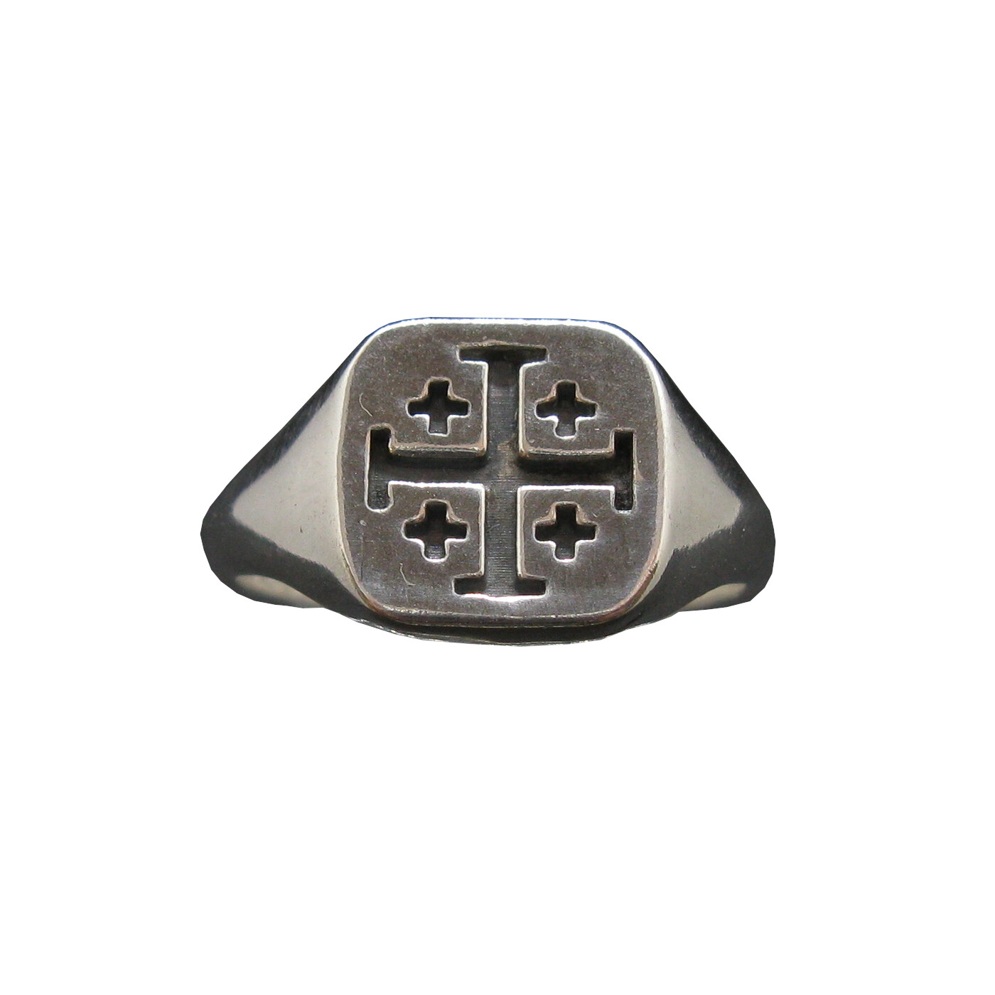 Echte Sterling Silber Herren Ring Kreuz Jerusalem Massiv Gestempelt 925