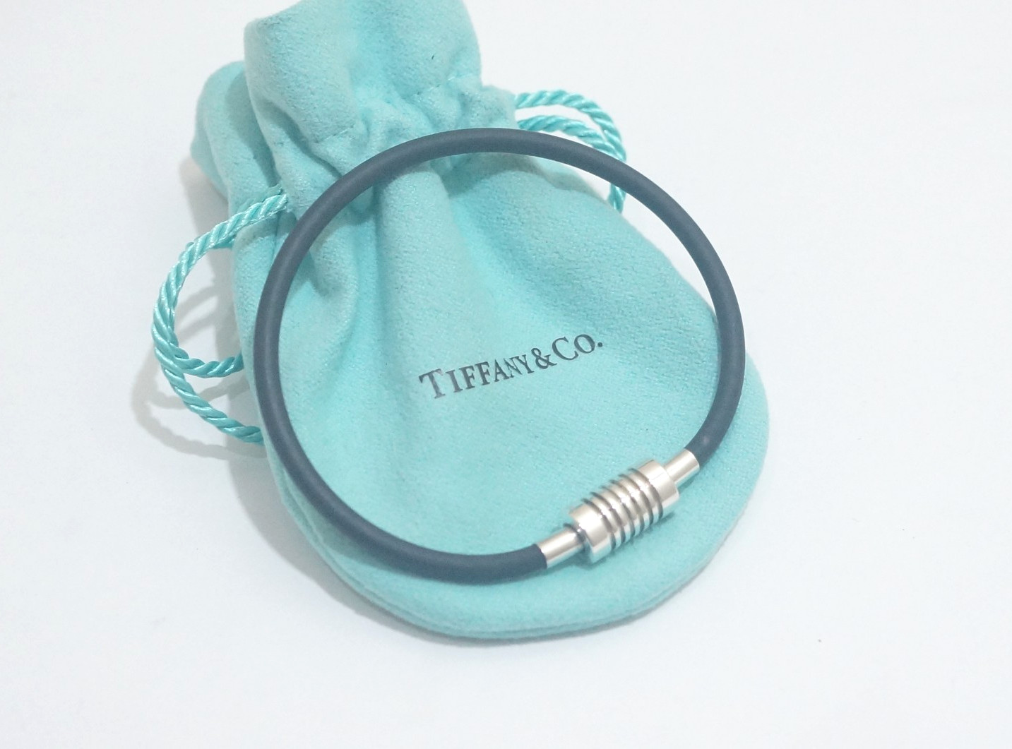 Tiffany & Co. Silver Paloma Picasso Groove Surfer Rubber Bracelet 7.5″ #2