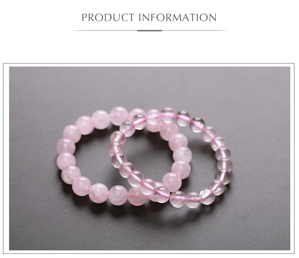 5A Natural Smooth Rose Quartz Stone Elastic Bracelet Gif Bag Digital Certificate