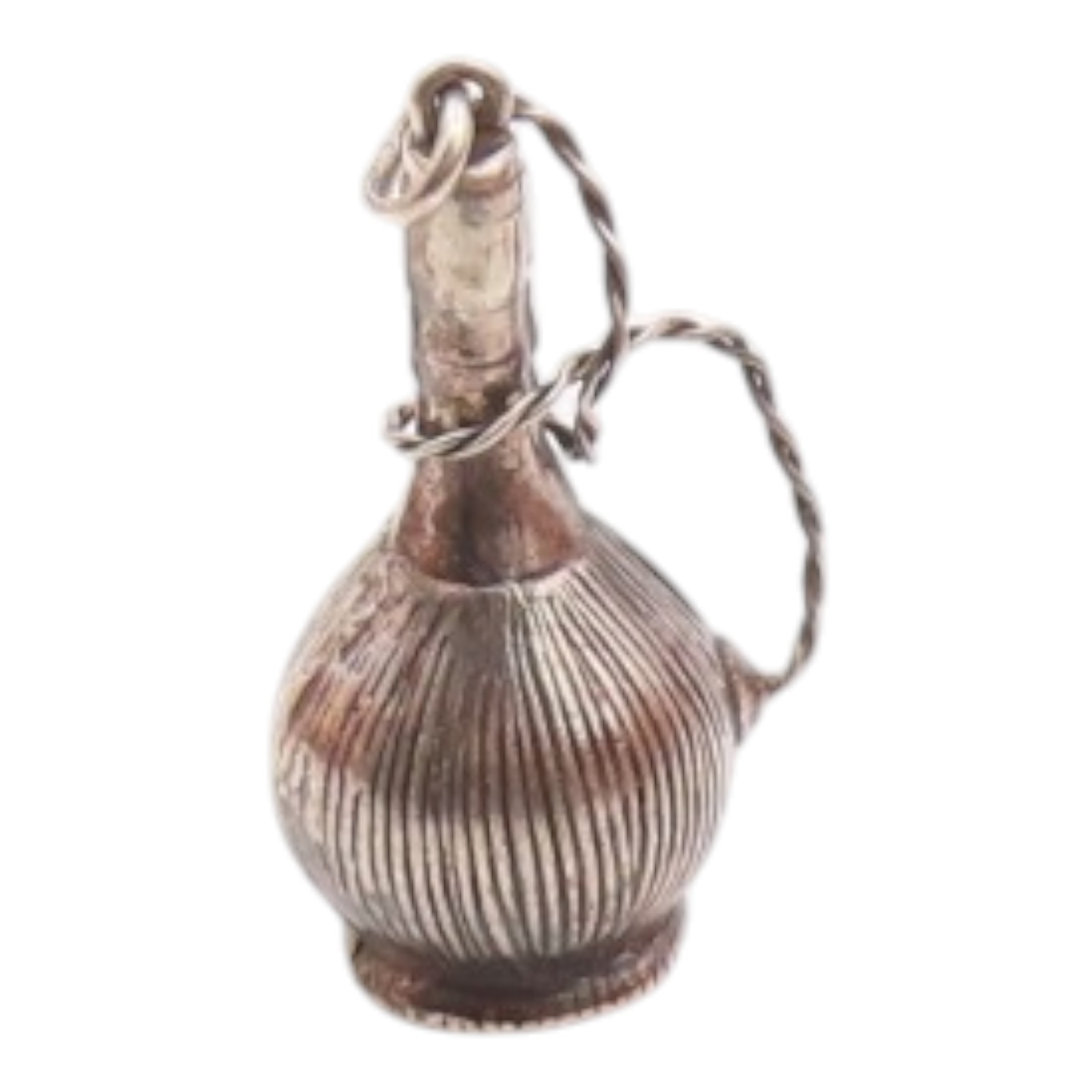925 Sterling Silver Vintage Dark Tone Wire Twist Hollow Vase Pendant PT16509