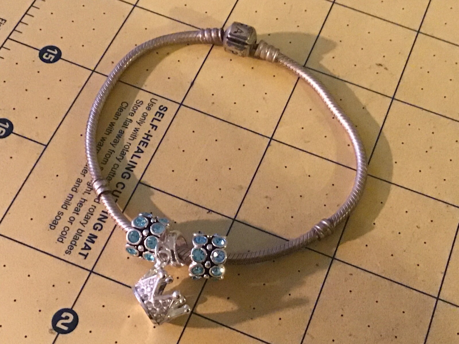 Pandora Sterling Charm Bracelet W Crown Charms As Shown