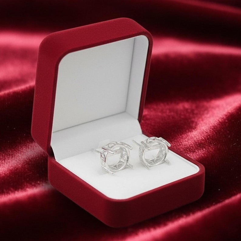 925 Sterling Silver Round Shape Studs Earrings-Open Back, Blank Push Back Studs