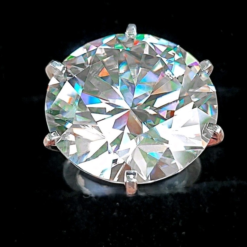 Huge & Rare 100 Ct Certified Treated Off White Diamond Solitaire Ring,925 Silver
