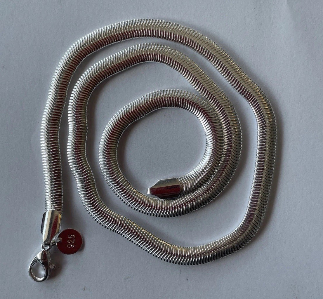 Sterling Silver 925 Flat Herringbone Necklace 19” Long 7cm Wide 17g EX/C