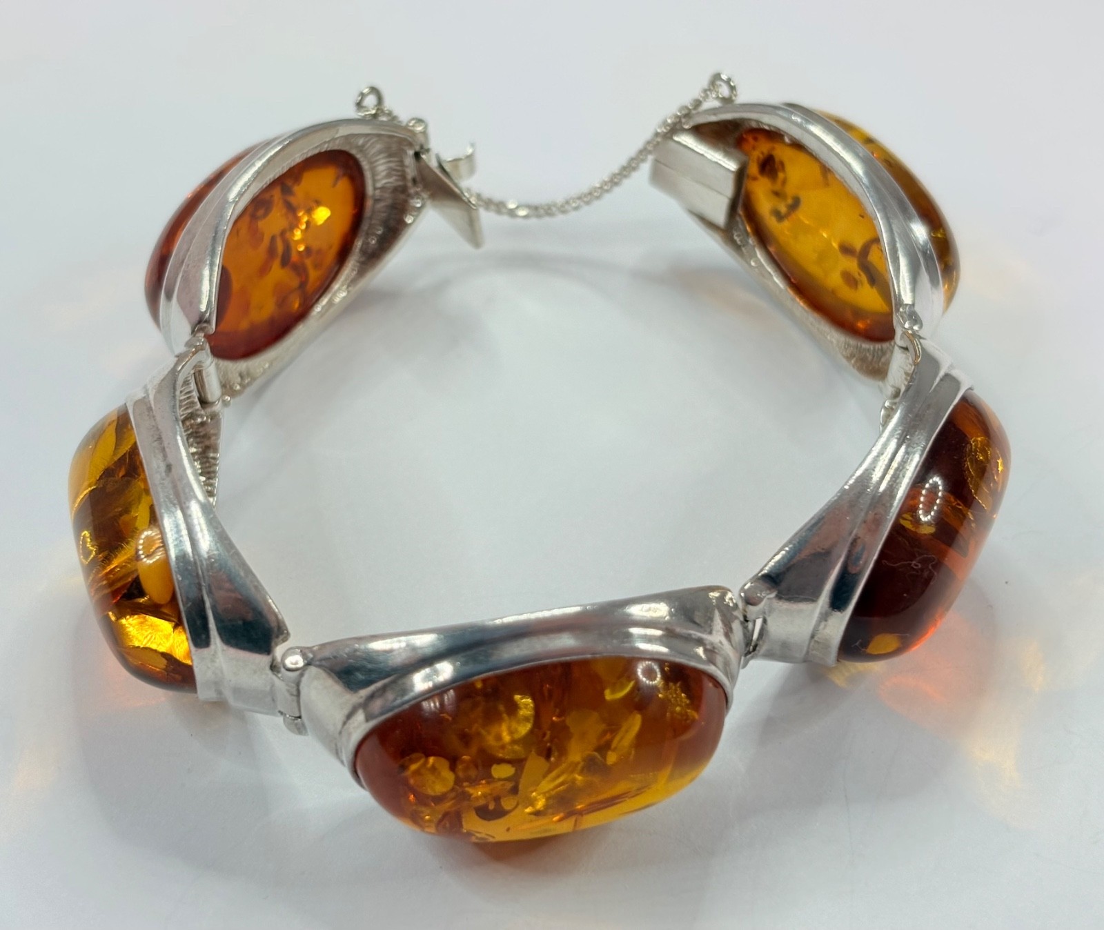 🔶 Excellent VTG Sterling Silver & Natural Amber 5 Piece Matching Set