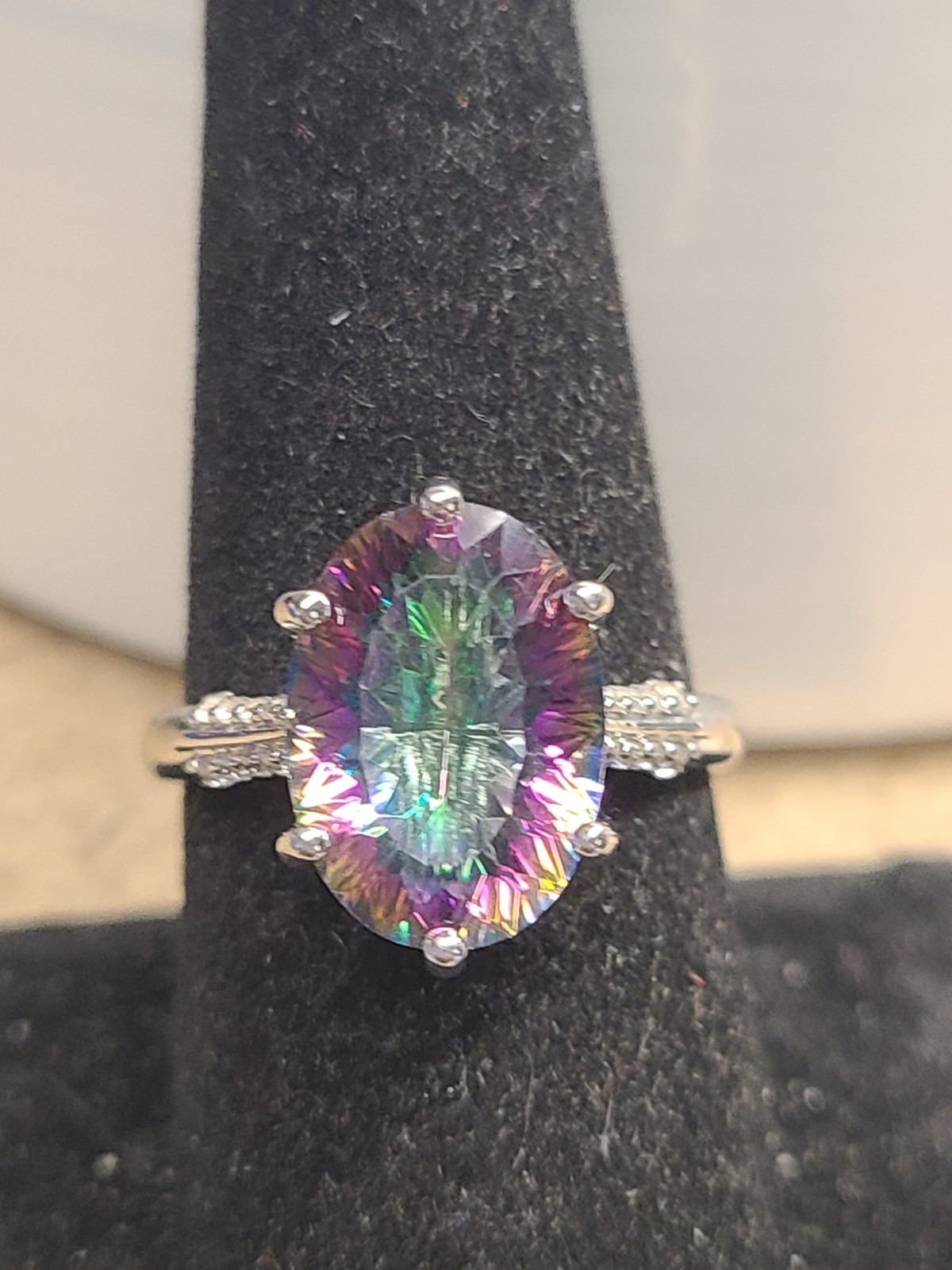 Multi-Color Quartz Rhodium Over Sterling Silver Ring 4.97ctw