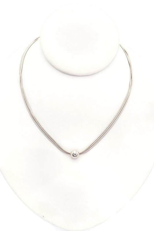 Sterling Silver 925 Ball Bead Necklace 16 Italy